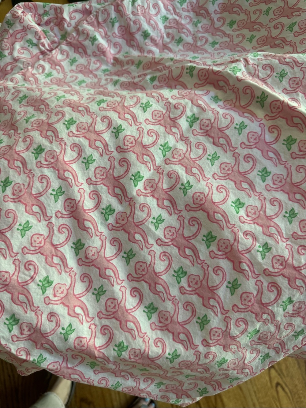 Roller Rabbit Pink & Green Monkey Print Cotton Dress